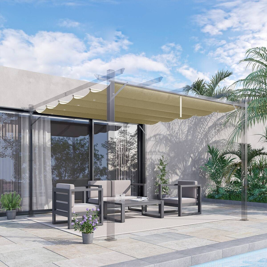Outsunny Ersatzdach für Pergola, wasserdicht und winterfest, Beige, B/H/L: 350 x 6 x 260 cm - Bild 2
