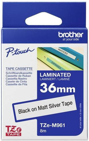 Brother TZe-M961 Schriftbandkassette für P-touch, Farbe: Silber matt, Schriftfarbe: Schwarz, Breite: 36 mm, Länge: 8 m - Bild 1