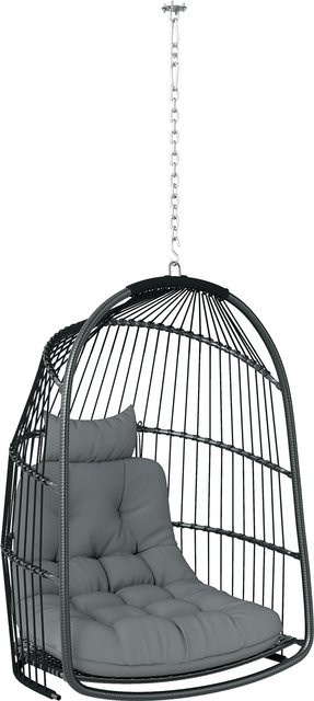 Outsunny Hängesessel aus Polyrattan mit Kissen, 360 Grad drehbar, Dunkelgrau/Schwarz, B/H/T: 68 x 105 x 74 cm - Bild 1
