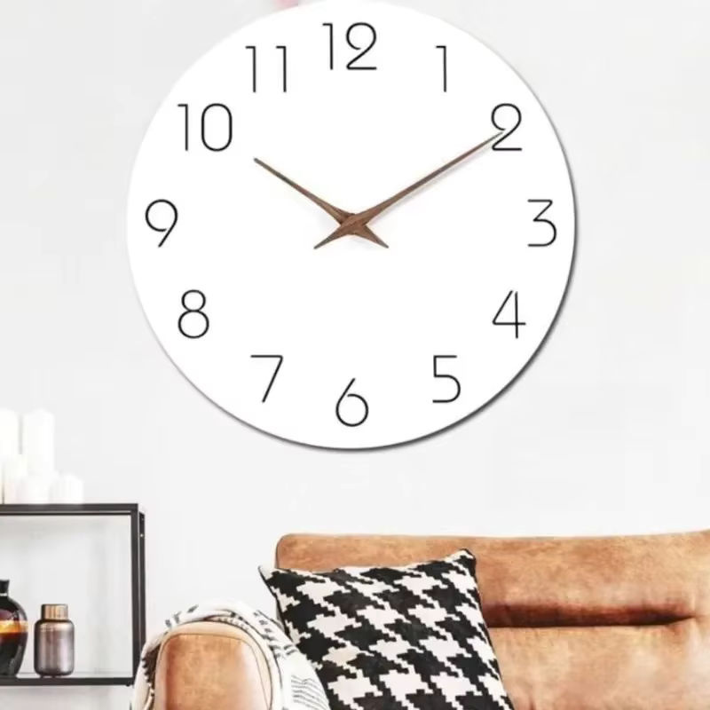 Geräuschlose runde Wanduhr von DUTRIEUX in Weiß, minimalistisches Design für Wohnzimmer und Schlafzimmer, Durchmesser: 25,4 cm - Bild 2