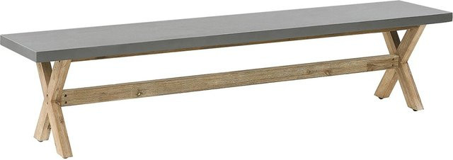 Beliani Gartenbank OLBIA aus Akazienholz in Grau und hellem Holzfarbton, B/T/H: 200 x 40 x 45 cm - Bild 1