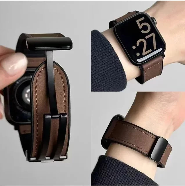 OAKCHARM Uhrenarmband Leder, Silikon, Edelstahl, Schwarz, Unisex - Bild 1
