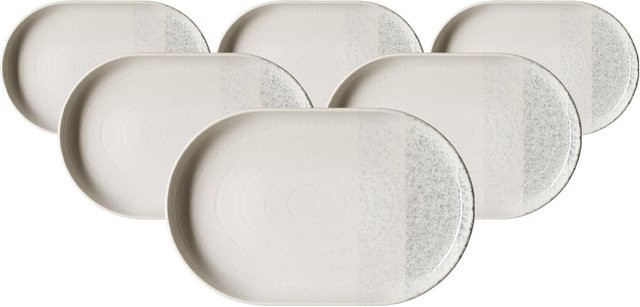 Ritzenhoff & Breker Trio Servierplatten aus Keramik, Grau, gestreift, 6er Set, B/T: 20 x 13 cm - Bild 1