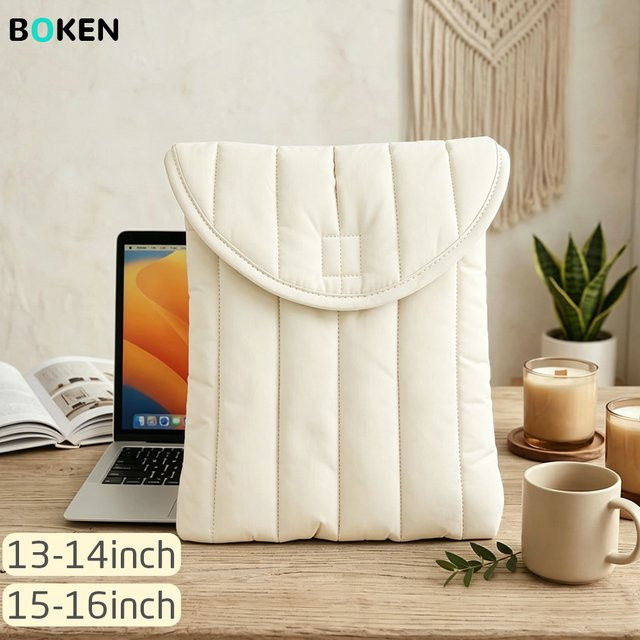 BOKEN Gesteppte Laptop-Hülle für MacBook Pro/Air, HP und Dell, weich gepolsterte Notebook-Tasche, Farbe: Grün - Bild 1