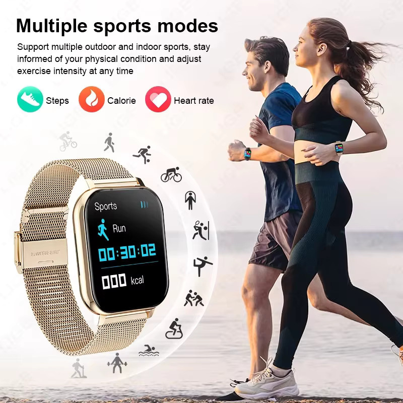 KESHUYOU Smartwatch mit 1,83 Zoll Display für Android und iOS, Schlafüberwachung und Aktivitätsverfolgung, Schwarz/Gold - Bild 3