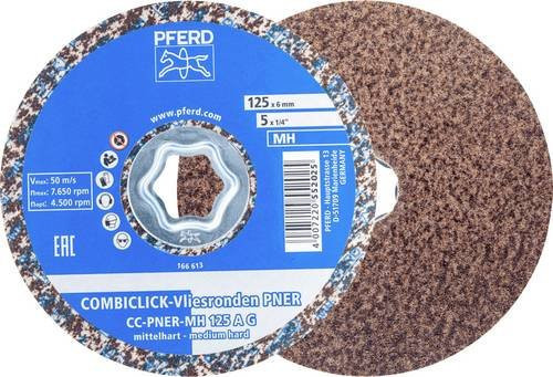 PFERD COMBICLICK Vliesronde CC PNER für Finish, Durchmesser: 125 mm, Körnung: Grob, Mittelhart, Farbe: Blau, 5er Pack - Bild 1