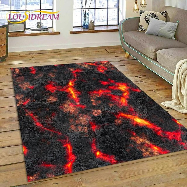 Karpetti Vulkan 3D Lava Magma Teppich, Schwarz, B/T: 120 x 160 cm - Bild 1