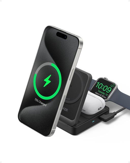 Anker MagGo 3in1 Wireless Ladestation, 15W, Schwarz - Bild 2