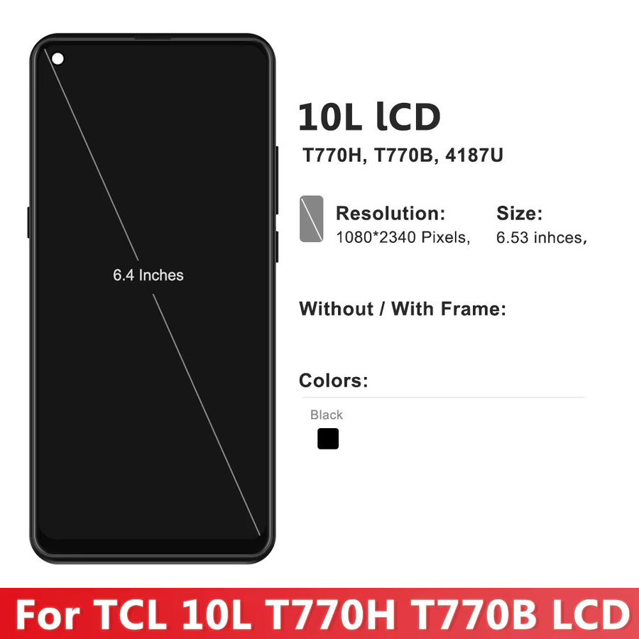 TCL 10 Lite T770H Ersatz Display mit 6,53 Zoll LCD Touch Screen Rahmen und Digitizer Montage in Schwarz - Bild 2