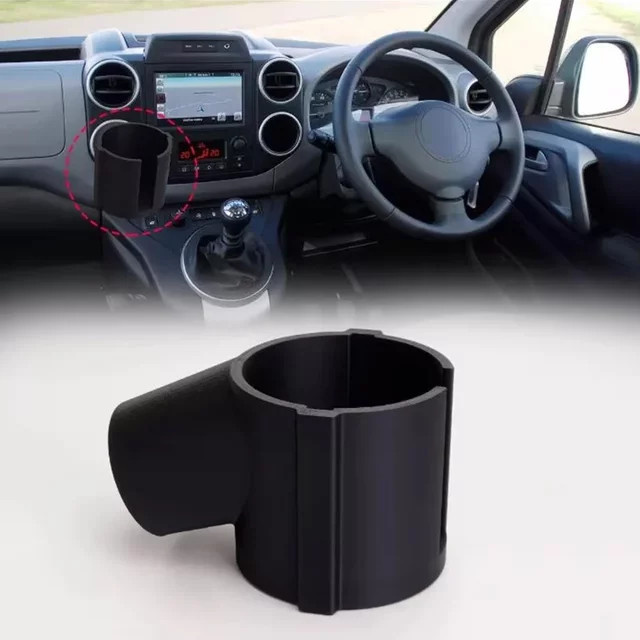 Getränkehalter und Handyhalter in Schwarz für Peugeot Partner und Citroen Berlingo - Bild 1