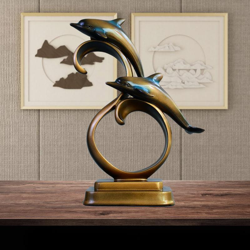 Yiran Furniture Nordische Delfin Ornamente aus Harz als moderne Wohnaccessoires für dein Wohnzimmer, Breite: 20,0 cm, Tiefe: 10,0 cm, Höhe: 20,0 cm - Bild 3