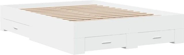 vidaXL Bettgestell mit Schubladen Weiß aus Holzwerkstoff B/T/H: 120 x 200 cm - Bild 1