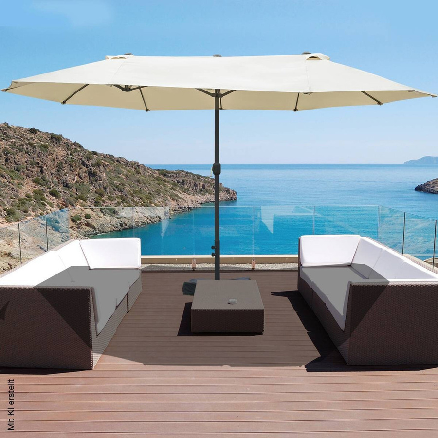 Outsunny Doppel-Sonnenschirm aus Aluminium und Polyester in Beige, B/H/L: 270 x 260 x 270 cm - Bild 2