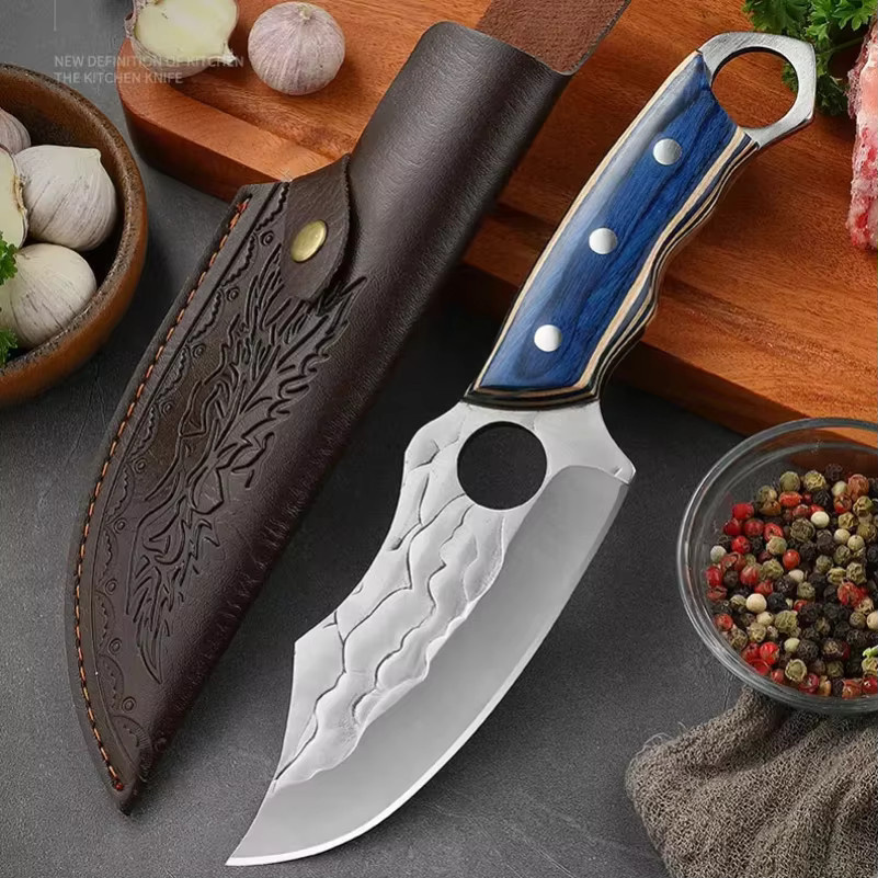 GuanQi Handgeschmiedetes Allzweckmesser aus Edelstahl mit Holzgriff - Bild 2
