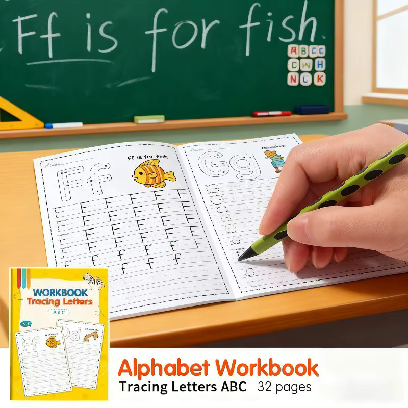 BOHY Vorschul-Werbebuch mit Buchstabenzeichnung und Pinyin-Übungen für Kinder, rotes Dot Matrix Übungsheft ab 3 Jahren - Bild 2