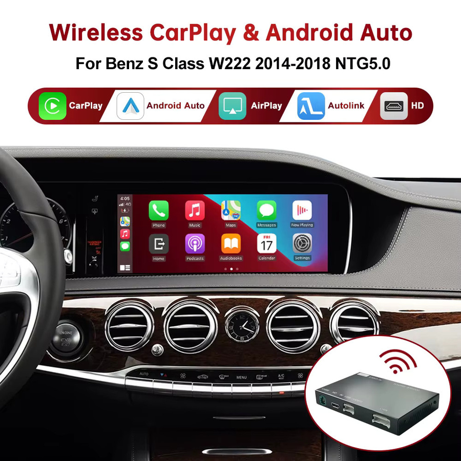 RoadTop Kabelloses CarPlay und Android Auto Interface für Mercedes Benz S-Klasse W222 (2014-2018) mit Mirror Link und AirPlay in Schwarz - Bild 5