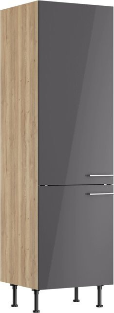 Optifit Küchen-Hochschrank Jonte in Anthrazit und Wildeiche, B/T/H: 60 x 58,4 x 211,8 cm - Bild 1