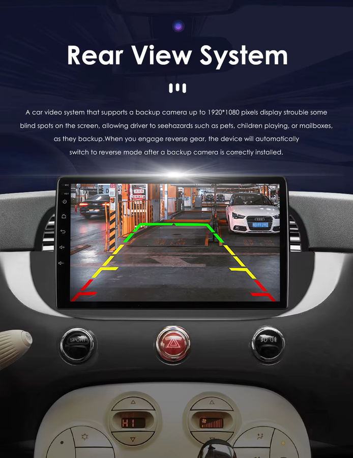 Hizpo 9-Zoll Android Autoradio für Fiat 500 (2007-2014) mit Navigation, GPS, Carplay, 4G, DSP, RDS, Bluetooth und 8G/128G Speicher - Bild 4