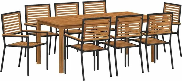 vidaXL Garten Essgruppe 9-teilig aus Polyrattan und Akazienholz in Schwarz Matt - Bild 1