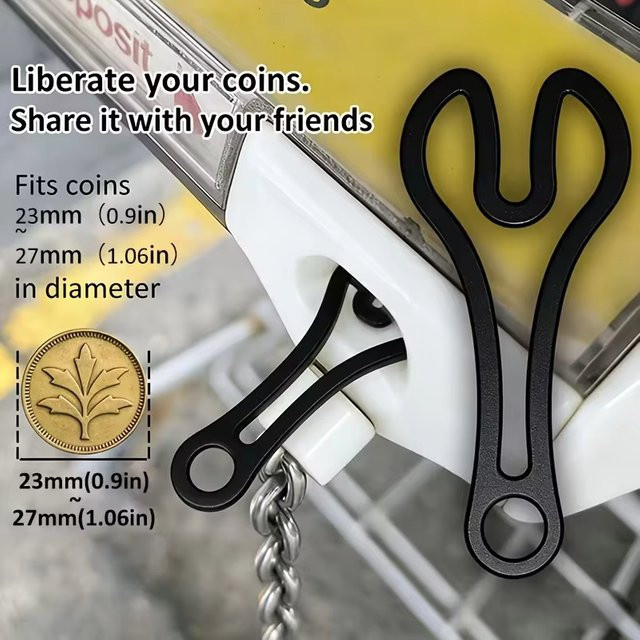Einkaufswagenchip-Schlüsselanhänger aus Kunststoff als Supermarkt-Trolley-Entriegelungswerkzeug in Schwarz oder Weiß - Bild 1