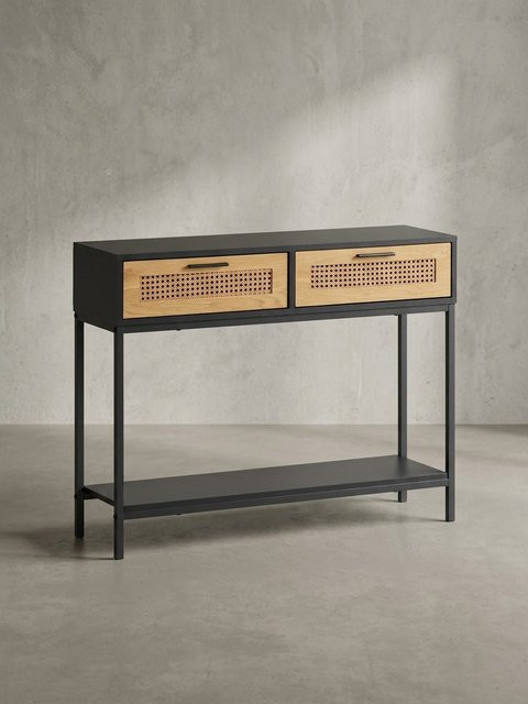 Konsolentisch KADIMA DESIGN in Schwarz mit Wiener Geflecht, B/T/H: 100 x 30 x 75 cm - Bild 1