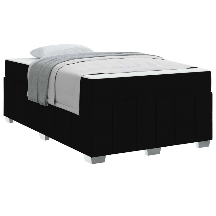 vidaXL Bettrahmen mit Matratze in Schwarz und Weiß, modernes Polsterbett aus Stoff und Holz mit Taschenfederkern, B/T: 120 x 200 cm - Bild 2