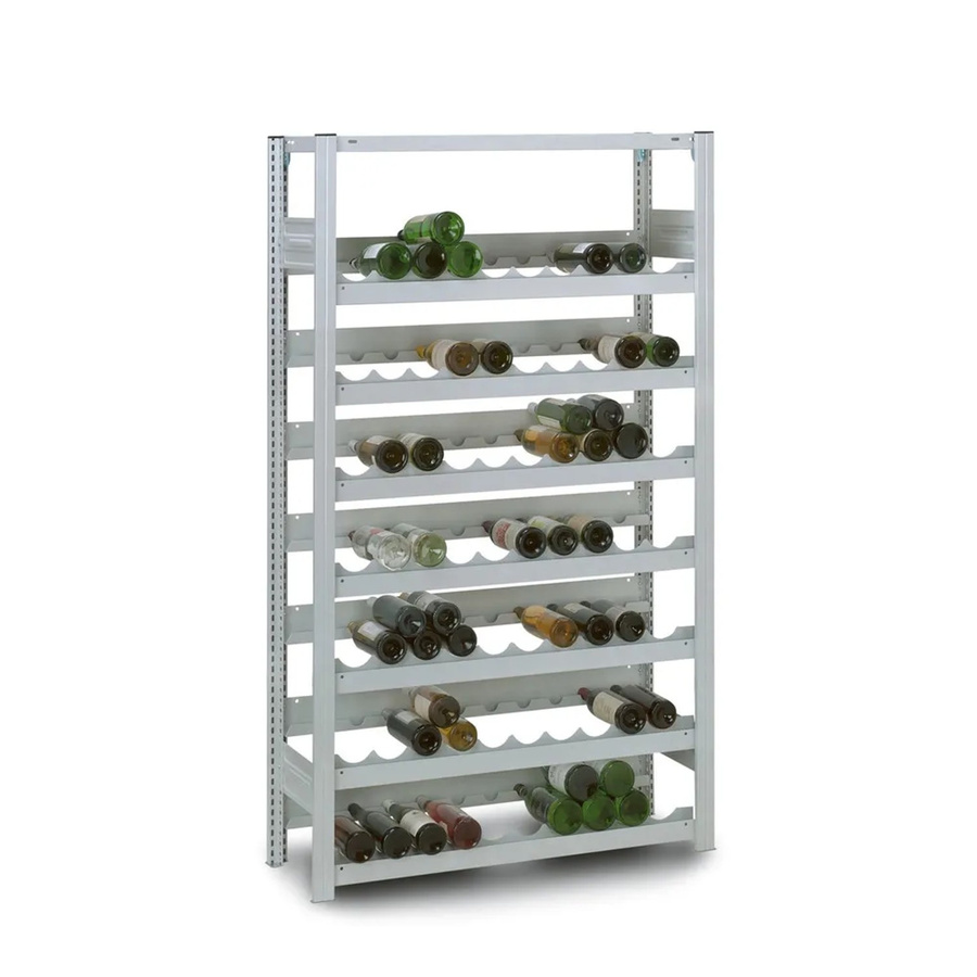 PROREGAL Weinregal Stecksystem T-Profil in Lichtgrau mit 7 Ebenen für 133 Flaschen, H x B x T: 175 x 100 x 30 cm - Bild 2