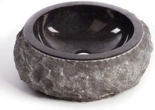 Wohnfreuden Marmor Waschbecken Donat Rund Anthrazit Durchmesser: 45 cm - Bild 1