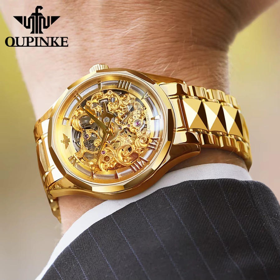Oupinke Armbanduhr, Automatik, Edelstahl, Gold, Wolfram, Herren - Bild 3