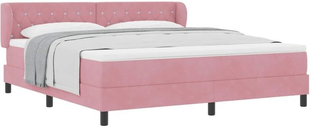 vidaXL Boxspringbett mit Matratze und Kopfteil in Rosa, Samt, B/T: 180 x 200 cm, Höhe: 185 cm - Bild 1