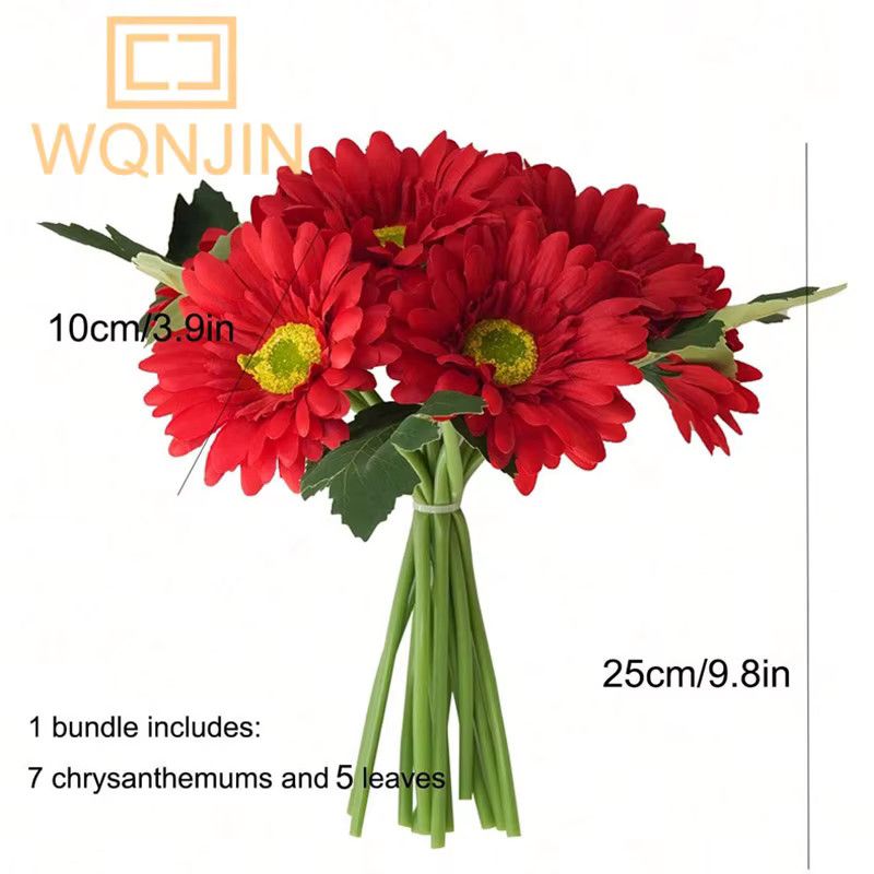 WQNJIN Set aus 12 künstlichen Chrysanthemenblüten in Blau für Hochzeitsdekoration und Blumenarrangements - Bild 1