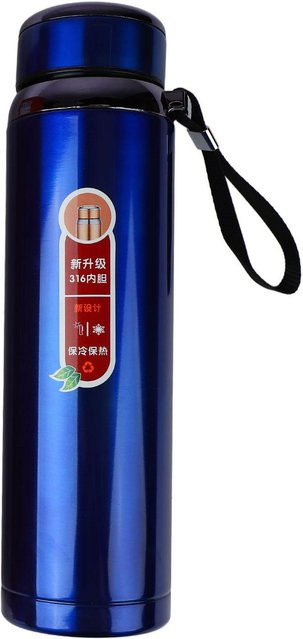 OutsideWorld Isolierte Edelstahl-Wasserflasche aus Vakuum-Edelstahl, Blau, 1000ml - Bild 1