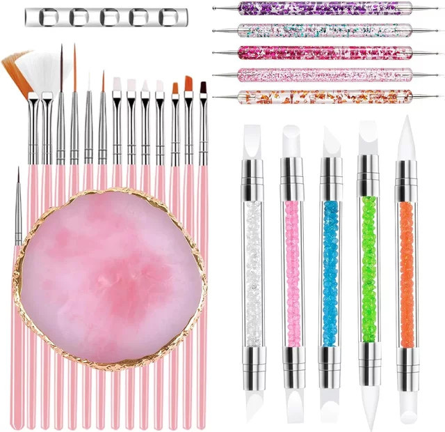 Nail Art DIY-Set mit Harzpalette, Bildhauerei-Pinseln und Punktierstift - Bild 1