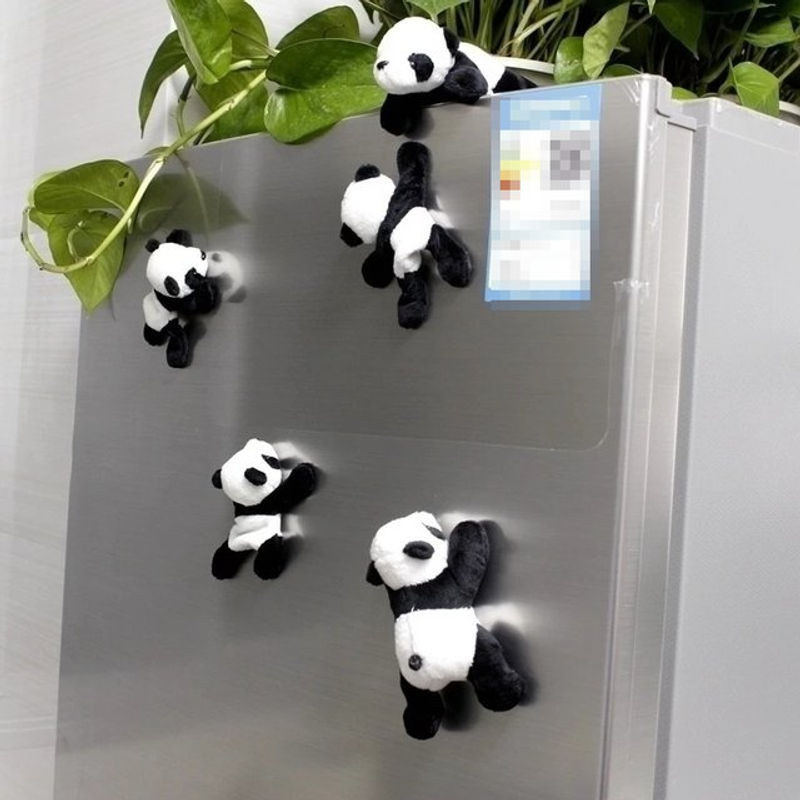 Weicher Plüsch-Panda-Magnet in Ovalform aus weißem Textil für Whiteboard und Kühlschrank - Bild 1