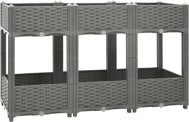 Hochbeet furnicato in Grau mit Rattan-Optik aus Polypropylen, B/T/H: 120 x 40 x 71 cm - Bild 1