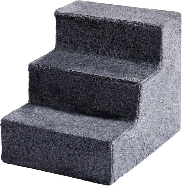 Relaxdays Hundetreppe aus MDF mit abnehmbarem Bezug in Grau, 3-stufig, B/T/H: 36,5 x 35 x 45 cm - Bild 1