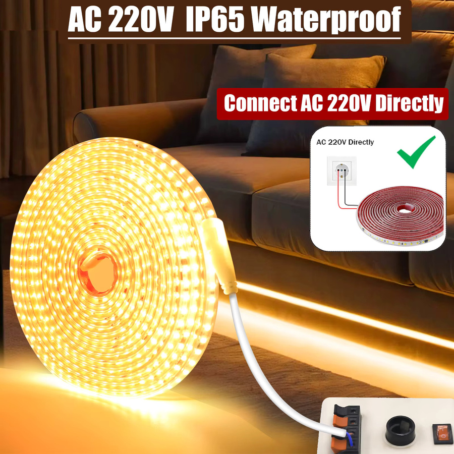 HEGEHE LED-Streifen Wasserdicht AC 220V Selbstklebend mit 120 LEDs/m in Weiß - Bild 4