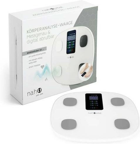 Nah-vital Smart 6V Körperanalysewaage Digital mit App-Steuerung, Weiß, max. 180 kg - Bild 1