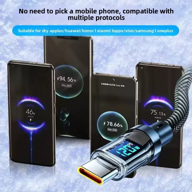 Newwest 120W USB-C auf USB-C Digitalanzeige Ladekabel in Schwarz für Xiaomi, Huawei und iPhone - Bild 2