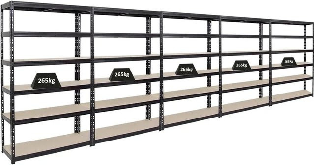 PROREGAL Schwerlastregal Giant Tiger 5er Set, Schwarz, 6 Ebenen, H x B x T: 200 x 120 x 40 cm - Bild 1