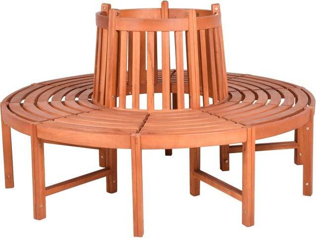 DELUKE Baumbank ANDY Rund aus Eukalyptus Natur, wetterfeste Gartenbank für Terrasse und Outdoor, B/T/H: 160 x 91 x 160 cm - Bild 1