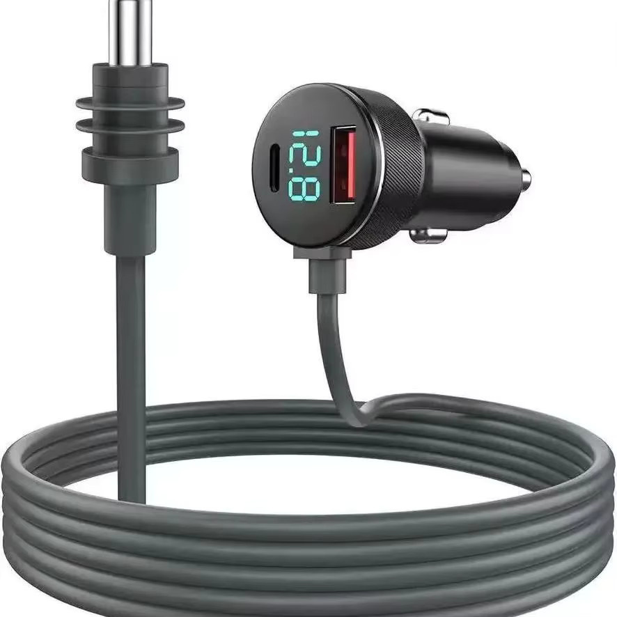 kebidumei Starlink Ladegerät Mini mit USB-C Typ-C Zigarettenanzünder QC PD 12V-24V Autoladegerät und digitalem Voltmeter, Schwarz, Wasserdichtes Verlängerungskabel - Bild 6