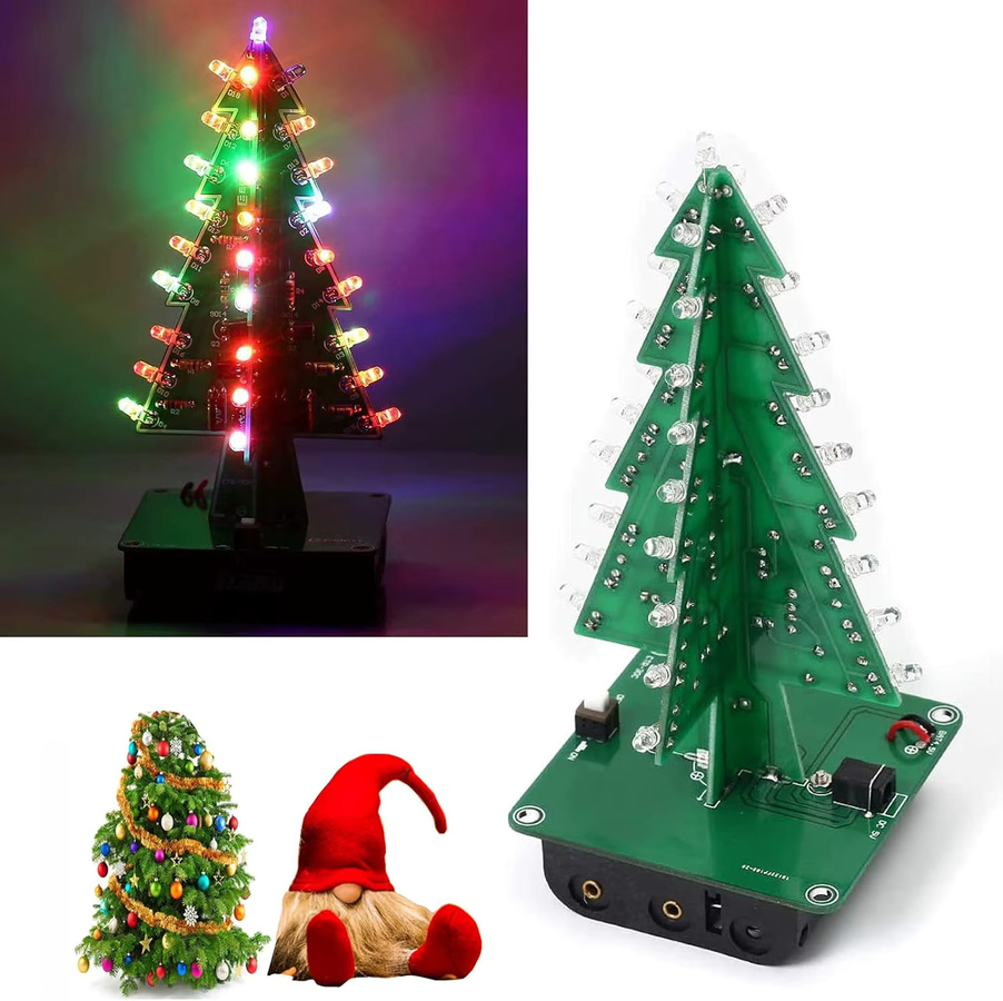 AOKIN 3D Weihnachten Weihnachtsbaum LED DIY Kits, STEM Project, Bunt / Mehrfarbig - Bild 3