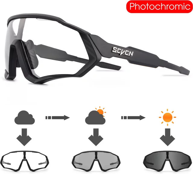 SCVCN Photochrome Sonnenbrille, Vollrand, Black, Unisex, Kunststoff - Bild 1