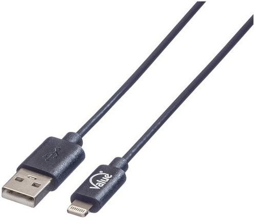 Value USB-Kabel USB 2.0 mit USB-A und Apple Lightning Stecker, Schwarz, 1,80 m - Bild 1