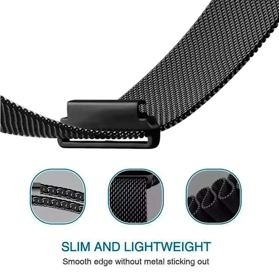 Uhrenarmband Milanaise, Edelstahl, Schwarz, Unisex, 20 mm, 22 mm - Bild 2