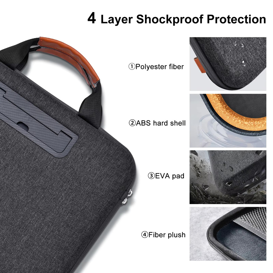 Eary Laptoptasche für Notebooks von 13,3 bis 16,2 Zoll mit Tablet- und iPad-Ständer für Business und Reisen in Schwarz oder Grau - Bild 6