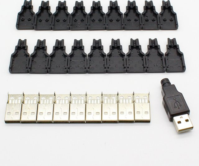 ELECAPITAL 10 Stück USB Typ A 4 Pin Stecker und Buchsen mit schwarzer Kunststoffabdeckung - Bild 1