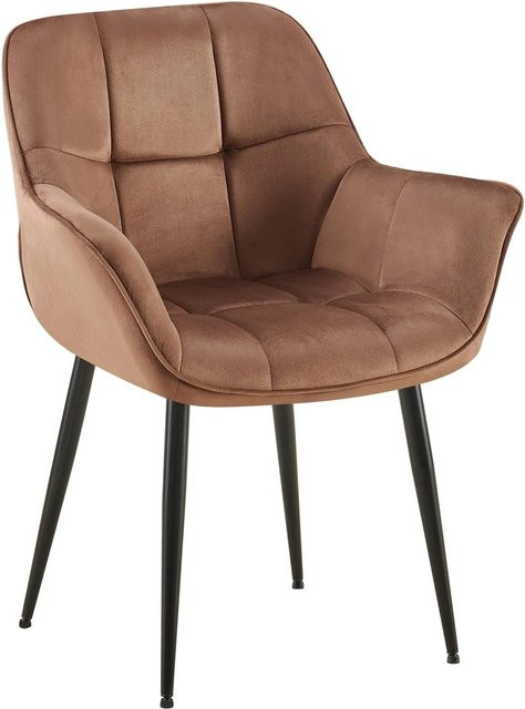 DELUKE Esszimmerstuhl GUNIM in Braun mit Samtbezug und Armlehnen, B/T/H: 65 x 58 x 85 cm - Bild 1