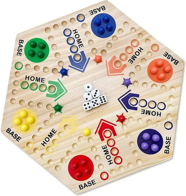 Original Marble Board Game Holz doppelseitiges Fast Track Brettspiel für 6 Spieler - Bild 1